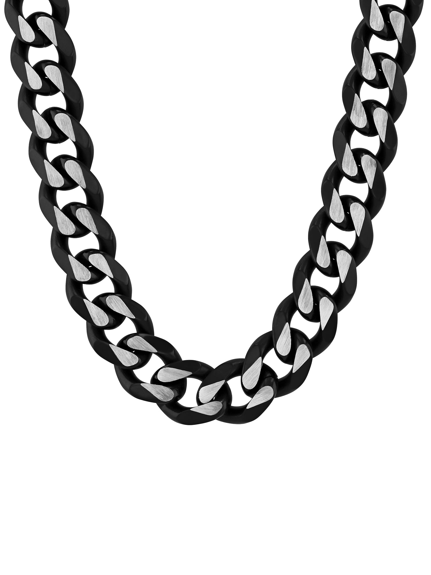 Men's Two-Tone Black Stainless Steel Curb Link Chain Necklace