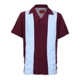 thumbnail image 1 of Men's Two Tone Bowling Casual Dress Shirt (Light Blue / Burgundy,5XL), 1 of 2