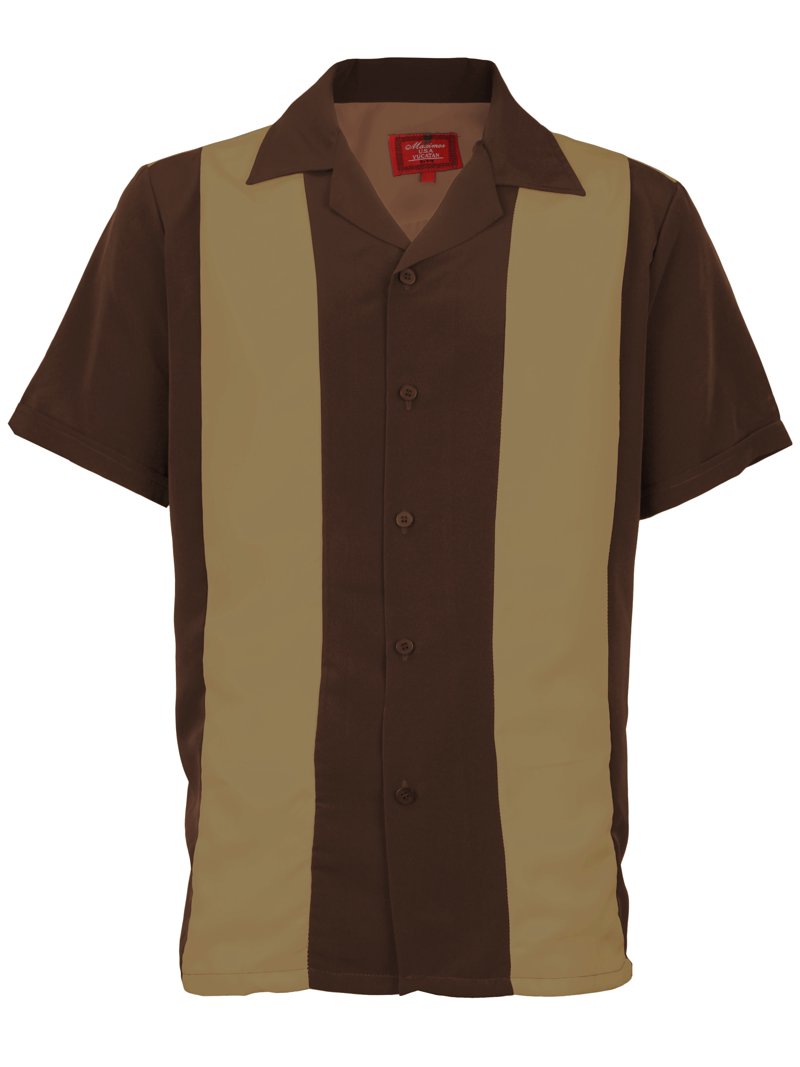 Men's Two Tone Bowling Casual Dress Shirt (Mocha / Brown,2XL) - Walmart.com