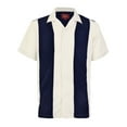 thumbnail image 1 of Men's Two Tone Bowling Casual Dress Shirt (Navy / Beige,M), 1 of 2
