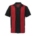 thumbnail image 1 of Men's Two Tone Bowling Casual Dress Shirt (Red / Black,4XL), 1 of 3