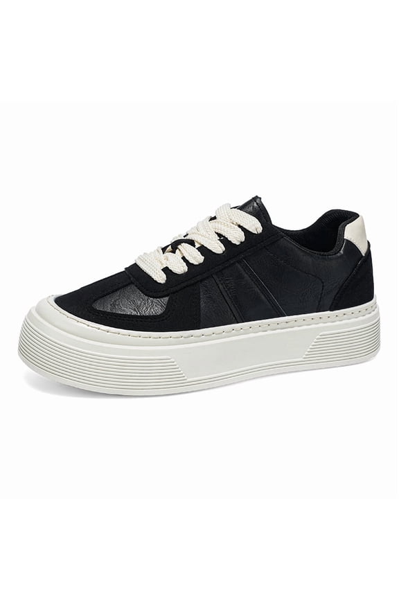 Men's Two-Tone Brown Suede Leather Platform Skate Shoes Thick White Stitched Midsole Retro Casual Board Sneakers