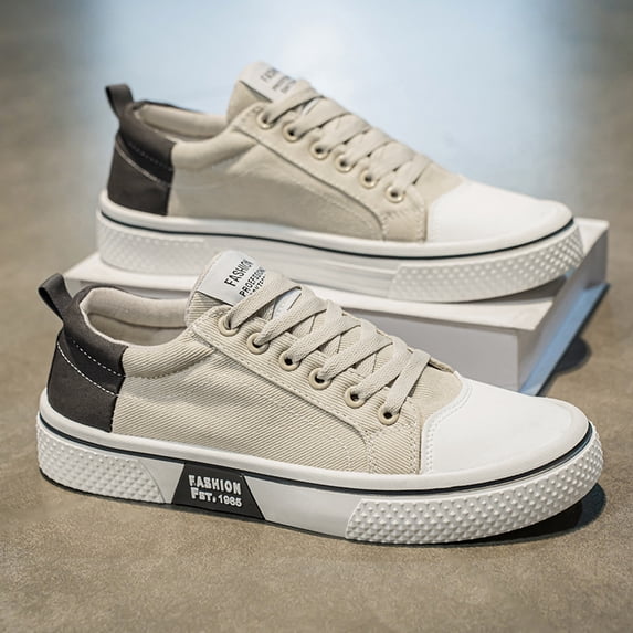 Men's Two-Tone Canvas Platform Casual Shoes Breathable Summer Fashion Walking Sneakers