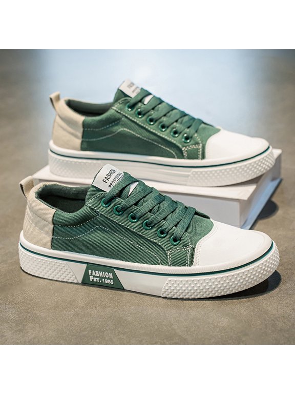 Men's Two-Tone Canvas Platform Casual Shoes Breathable Summer Fashion Walking Sneakers