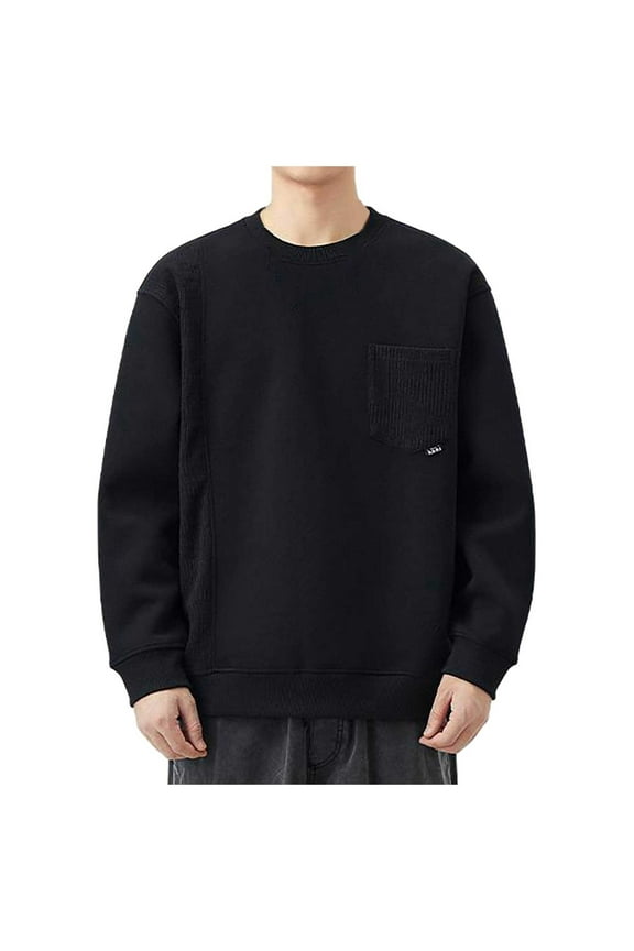 Men's Two Tone Patchwork Casual Crewneck Pullover Long Sleeve Sweatshirt with Chest Pocket for Autumn Winter Loose Fit Comfort Oversized Pullover Long Sleeve Crewneck Casual Tops