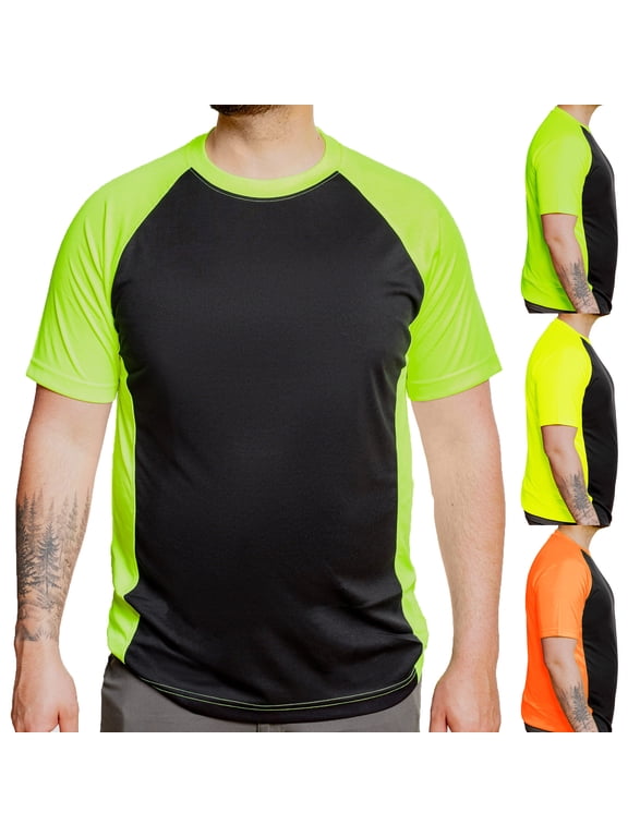 Men's Two Tone Polyester Tee (5XL, Safety Green)
