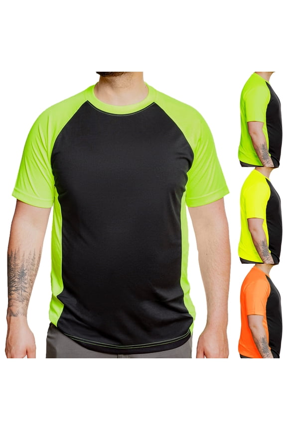 Men's Two Tone Polyester Tee (5XL, Safety Green)