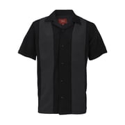 Men's Two Tone Short Sleeve Casual Retro Bowling Shirt D Gray BK M
