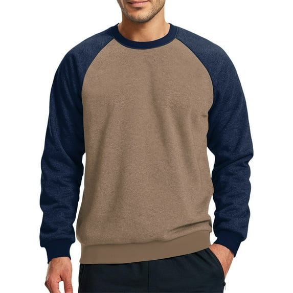 Men's Two-Tone Sleeve Hooded Sports Tracksuit Unisex Running Outfits Long Sleeve Pullover Hoodies Sweatshirt, Colorblock Design, Comfortable for Athletic and Leisure Activities,Dark Blue,XL