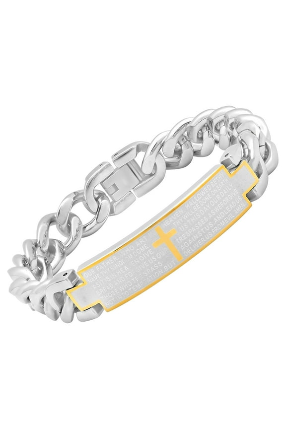 Men's Two-Tone Stainless Steel Lord's Prayer ID Bracelet - Brilliance Fine Jewelry