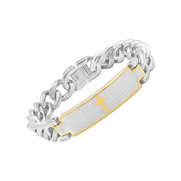 Men's Two-Tone Stainless Steel Lord's Prayer ID Bracelet - Brilliance Fine Jewelry