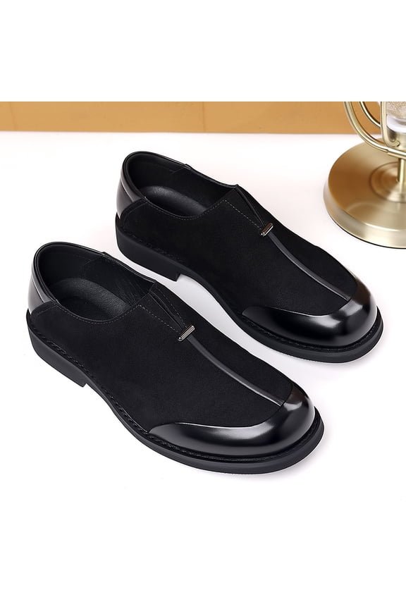 Men's Two-Tone Suede & Leather Slip-On Business Casual Loafers