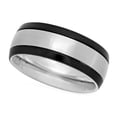 thumbnail image 1 of Men's Two-Tone Titanium & Black 8mm Comfort Fit Ring w/Brushed Center, Size 12, 1 of 7