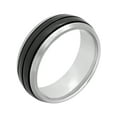 thumbnail image 1 of Men's Two-Tone Titanium Striped Wedding Band - Mens Ring, 1 of 4