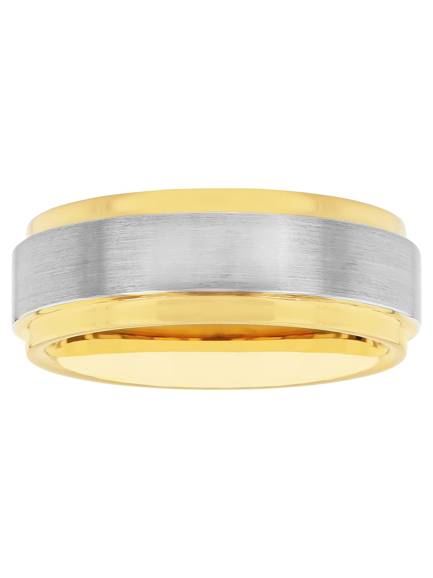 Men's Two-Tone Tungsten Step Edge Satin Wedding Ring by Brilliance Fine ...