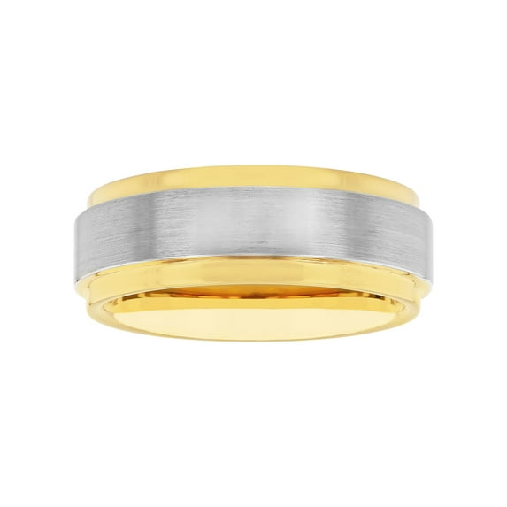 Men's Two-Tone Tungsten Step Edge Satin Wedding Ring by Brilliance Fine Jewelry - Wedding Band