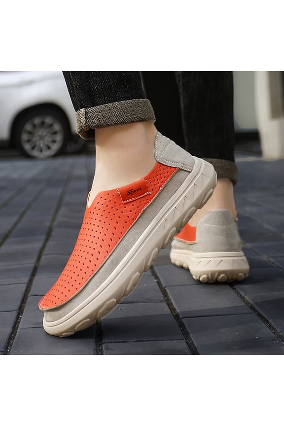 Men's Two-Wear Perforated Slip-On Breathable Casual Platform Shoes