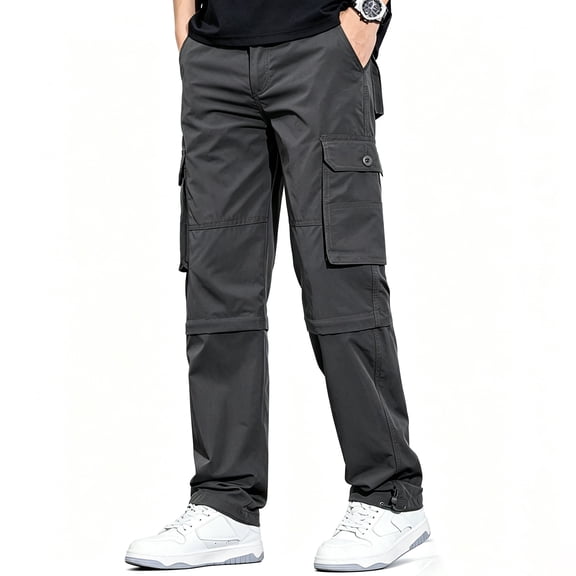 Men’s Two-in-One Zip Off Hiking Cargo Pants, Quick Dry UPF 50 Multi Pocket Outdoor Work Utility Pants