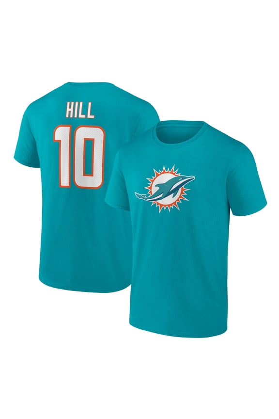 Men's Tyreek Hill Aqua Miami Dolphins Player Icon Name & Number T-Shirt