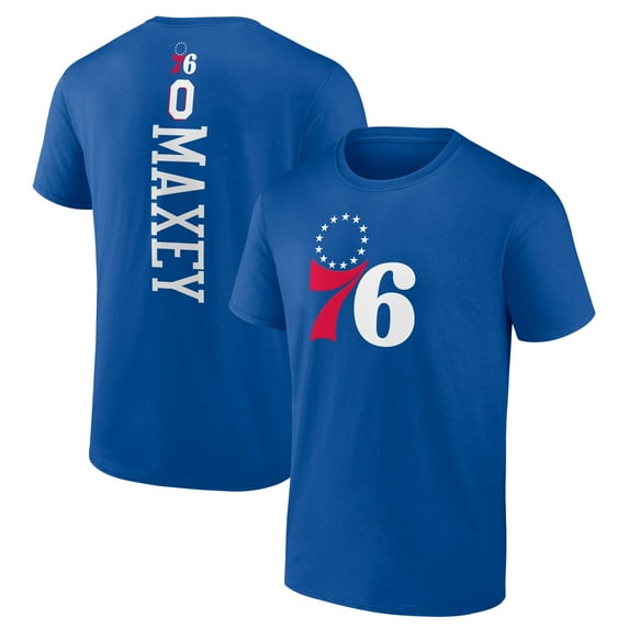 Men's Tyrese Maxey Royal Philadelphia 76ers Playmaker Name & Number T-Shirt
