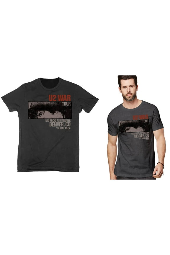 Men's U2 War Red Rocks Slim Fit T-shirt Small Black