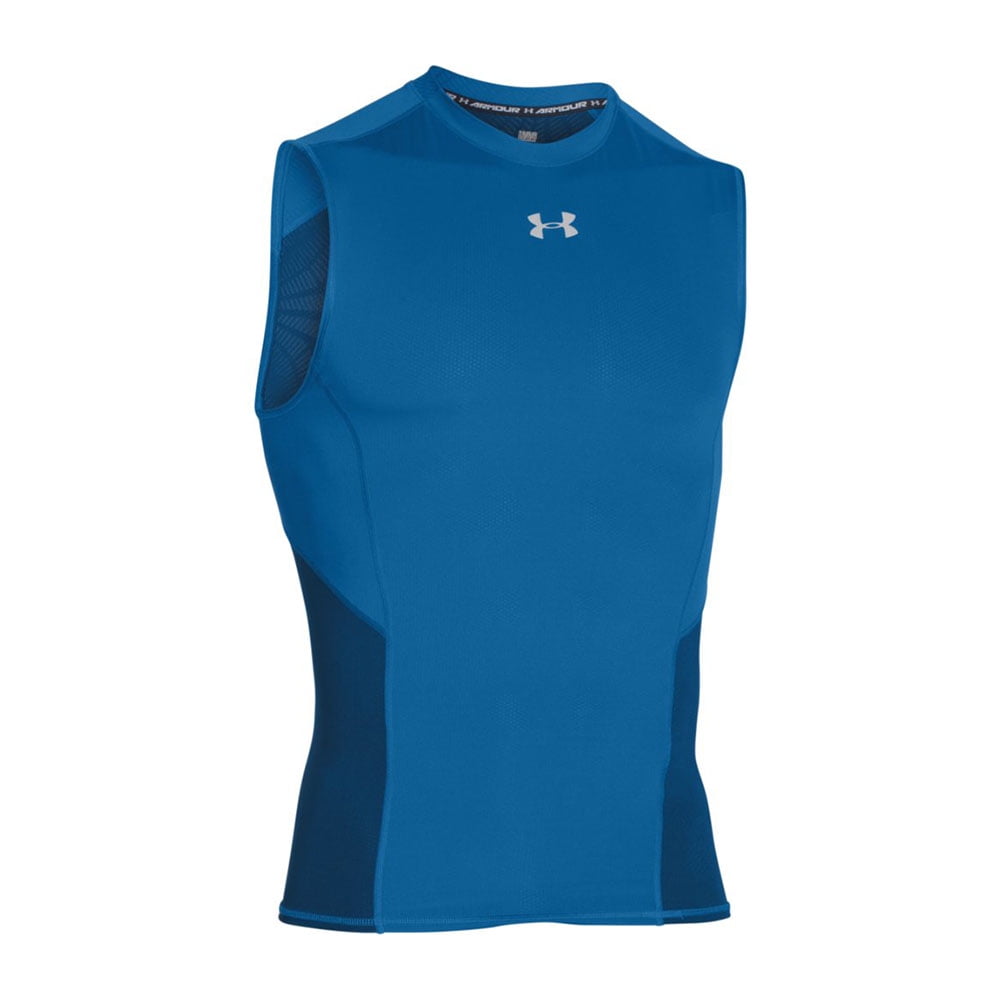 Men's UA CoolSwitch Armour Sleeveless Compression Shirt - Meridian Blue, XL  