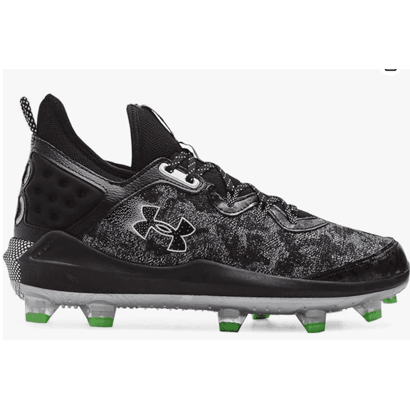 Men's UA Harper 8 Elite TPU Baseball Cleats Black/Metallic Silver Size 15