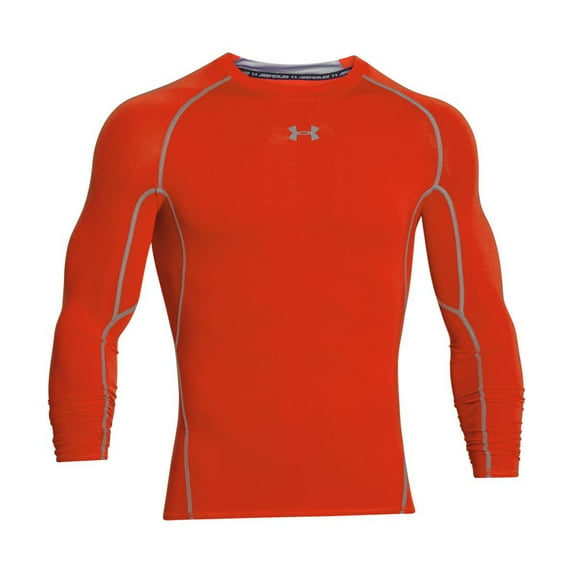 under armour men's heatgear armour long sleeve compression shirt, dark orange/steel, xxx-large