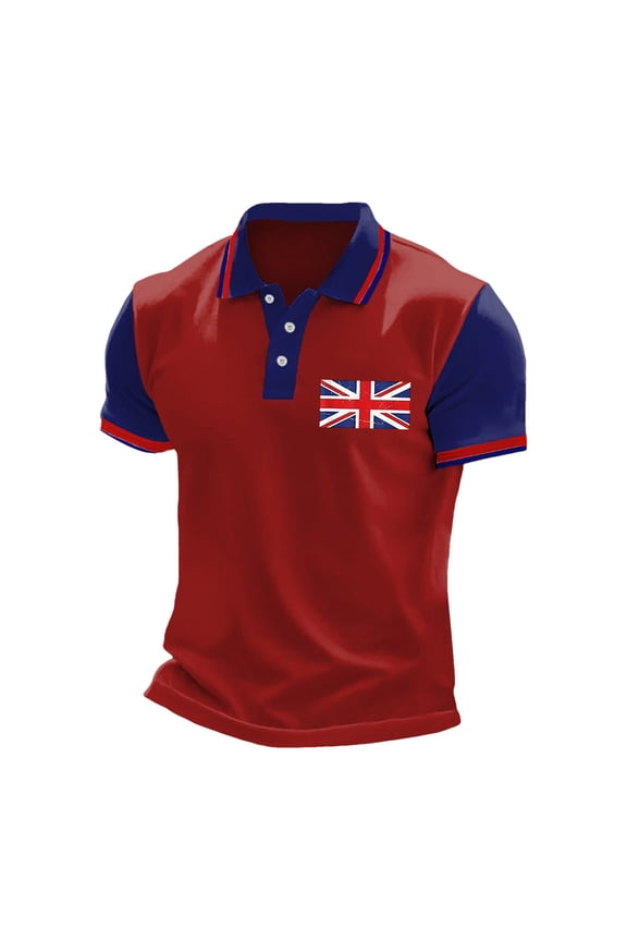 Men's UK Flag Jack Print Casual Business Raglan Sleeve Button Lapel Festive Celebration Shirt Top