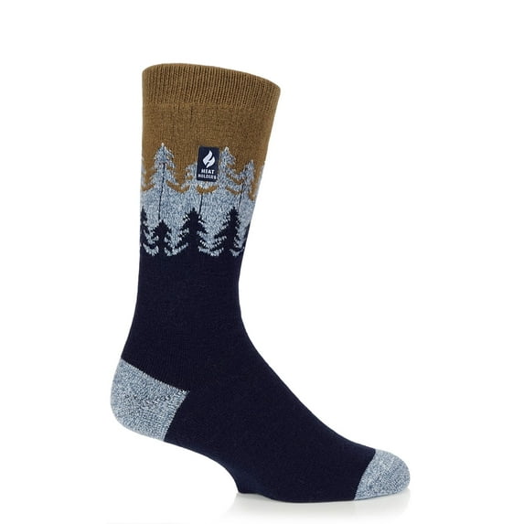 Heat Holders Men's ULTRA LITE Trees Patterned Crew Socks | Warm + Soft, Hiking, Cabin, Cozy at Home Socks | 3X Warmer Than Cotton Socks