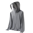 thumbnail image 1 of Men’s UPF 50+ Fishing Hoodie, Full Coverage Sun Protection Fishing Shirt with Face Mask for Anglers Big and Tall Size XS-3XL Gray, 1 of 4