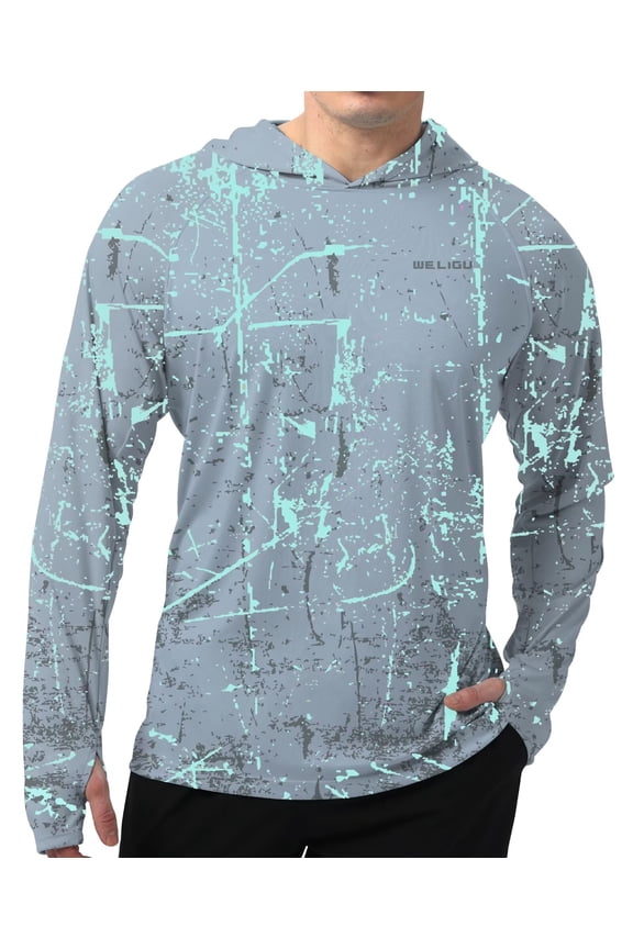 Men's UPF 50+ Fishing Shirts for Men Long Sleeve UV Sun Protection Tee Tops Light Grey Small