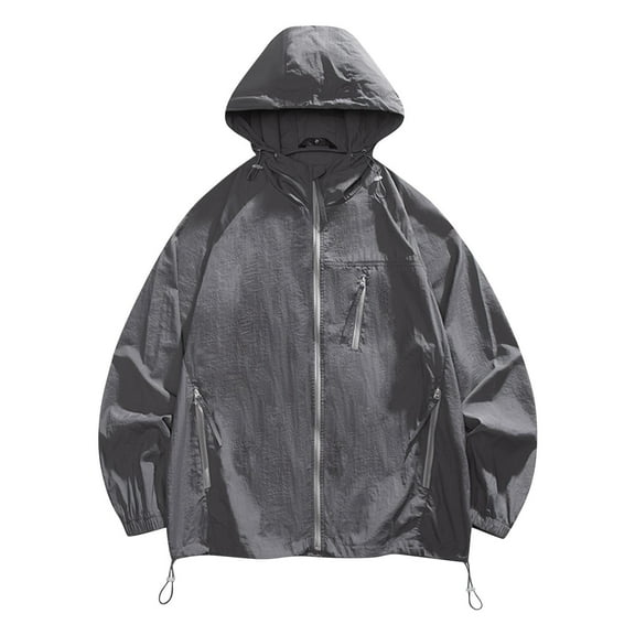 Men's UPF 50  Fishing Sun Protection Hoodie - Lightweight Zip-Up Rash Guard with Pockets for Hiking & Outdoor Sports