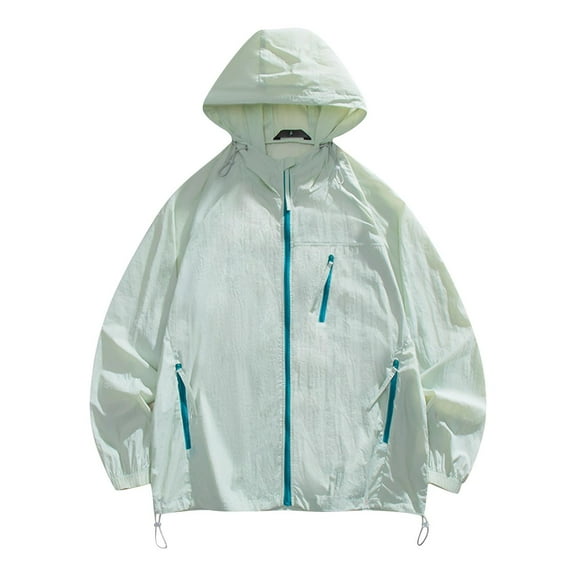 Men's UPF 50  Fishing Sun Protection Hoodie - Lightweight Zip-Up Rash Guard with Pockets for Hiking & Outdoor Sports