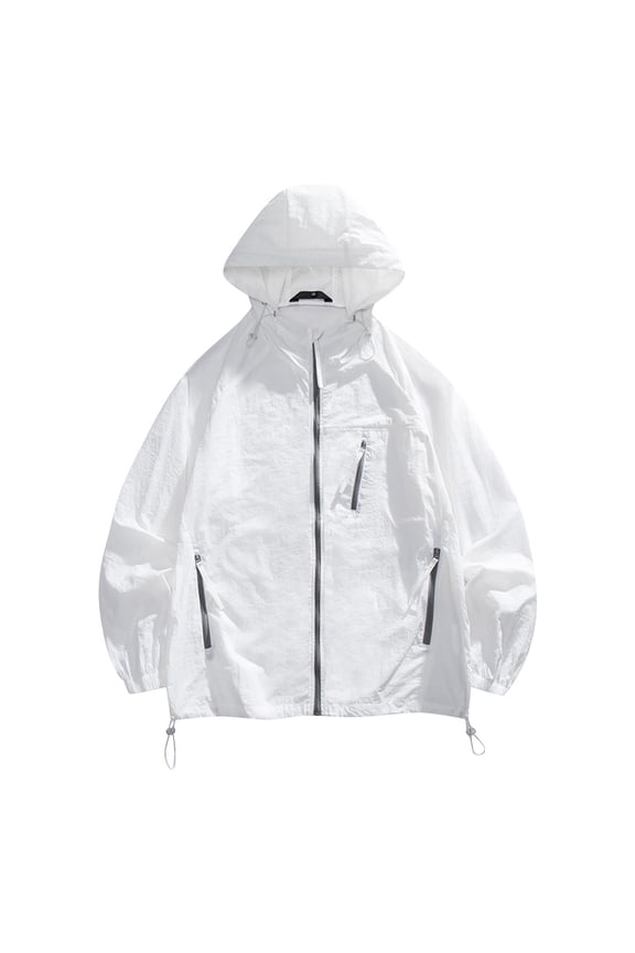 Men's UPF 50+ Fishing Sun Protection Hoodie - Lightweight Zip-Up Rash Guard with Pockets for Hiking & Outdoor Sports