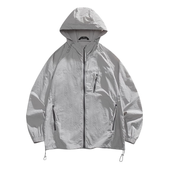 Men's UPF 50+ Fishing Sun Protection Hoodie - Lightweight Zip-Up Rash Guard with Pockets for Hiking & Outdoor Sports