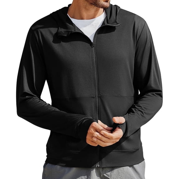 Men's UPF 50+ Full Zip Up Sun Protection Hoodie Jacket Long Sleeve Lightweight UV Shirts for Men Hiking Fishing