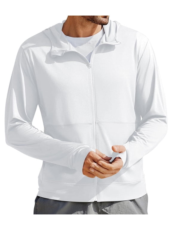 Men's UPF 50+ Full Zip Up Sun Protection Hoodie Jacket Long Sleeve Lightweight UV Shirts for Men Hiking Fishing