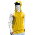 thumbnail image 1 of Men's UPF 50+ Hooded Sun Shirt, Lightweight Long Sleeve Fishing Shirt with Hood, Quick-Dry Rash Guard Sun Protective Shirt for Hiking, Beach, and Outdoor Activities Yellow XL, 1 of 4