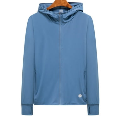 Men's UPF 50+ Light Jacket Full Zip Sun Protection Hoodie Long Sleeve Sun Shirts for Men Hiking Fishing Zip Pockets