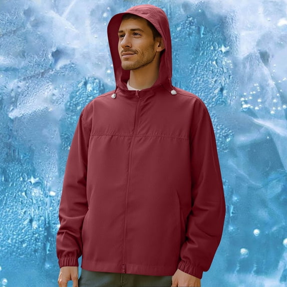 Men's UPF 50+ Light Jacket Full Zipper Sun Protection Long Sleeve Hoodie Summer Jackets with Pockets, Size S-5XL