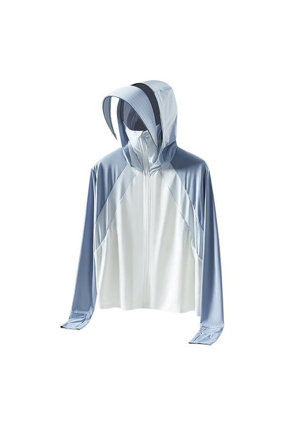 Men's UPF 50+ Light Jacket Sun Protection Hooded SPF UV Jacket Hiking Fishing Shirt Long Sleeve Full Zip
