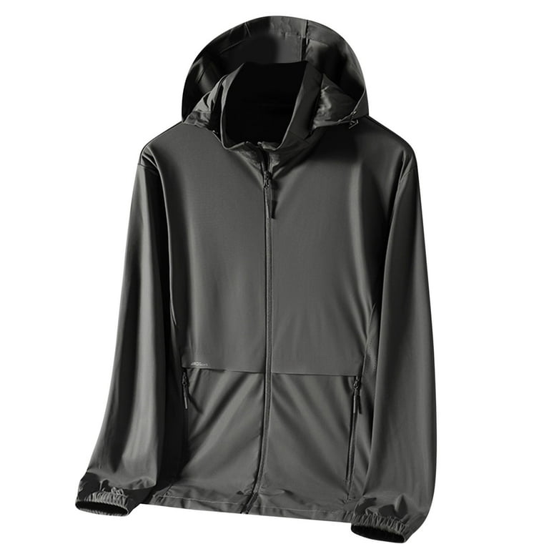 Men's UPF 50+ Light Jacket Sun Protection Hooded SPF UV Jacket