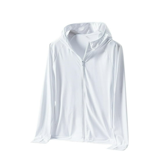 Men's UPF 50+ Light Jacket Sun Protection Hooded SPF UV Jacket Hiking Fishing Shirt Long Sleeve Full Zip