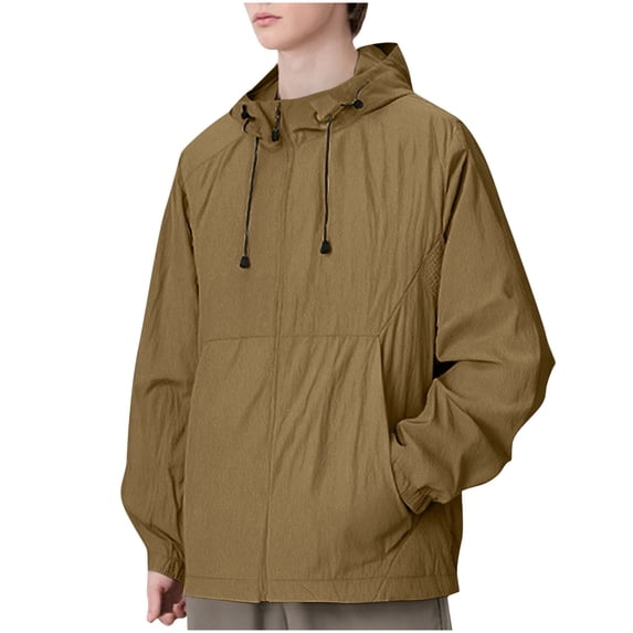 Men's UPF 50+ Lightweight Windbreaker Jacket - Oversized Athletic Hoodie with Zip Pockets for Golf, Hiking & Outdoor Sports