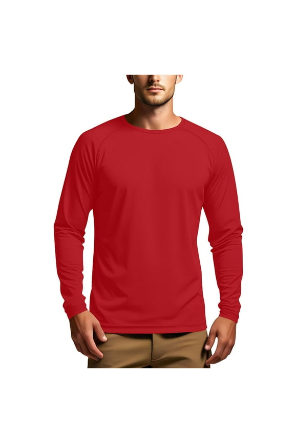 Men's UPF 50+ Long Sleeve Fishing & Workout Tops – Sun Protection Rash Guard Shirt