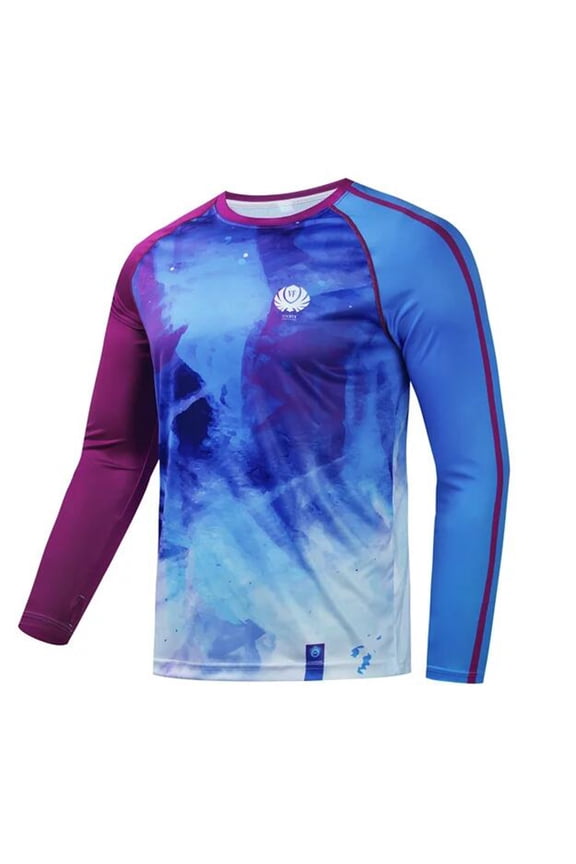 Men’s UPF 50+ Long Sleeve Shirt Sun Protection Rash Guard Moisture Wicking Quick Dry Hiking Blue XXL