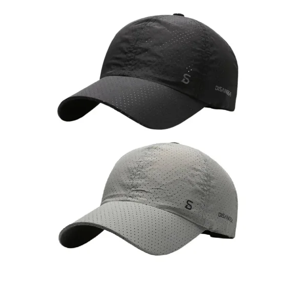 Men's UPF 50+ Mesh Breathable Quick-Drying Baseball Caps (2-Pack) | UV-Resistant Sports Hats | Men's Summer Casual Sun Protection Hats for Running, Hiking, Golf, Fishing, and Mountaineering