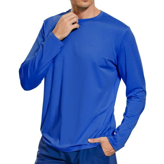 Men’s UPF 50  Quick Dry Long Sleeve Shirt Moisture Wicking Lightweight Hiking Tee for Outdoors Activities Fishing Running