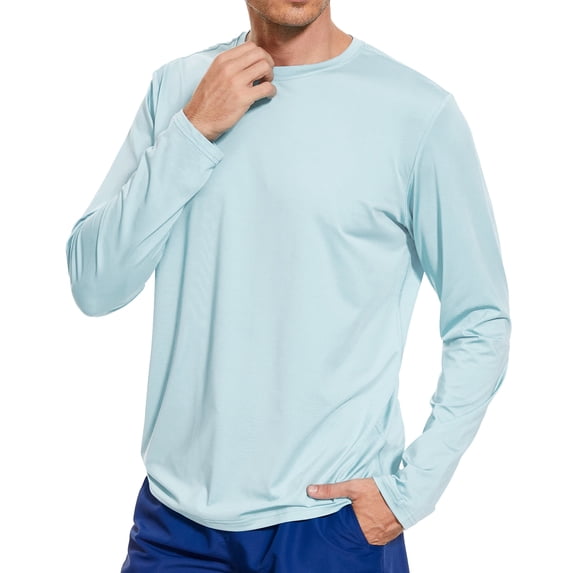 Men’s UPF 50+ Quick Dry Long Sleeve Shirt Moisture Wicking Lightweight Hiking Tee for Outdoors Activities Fishing Running